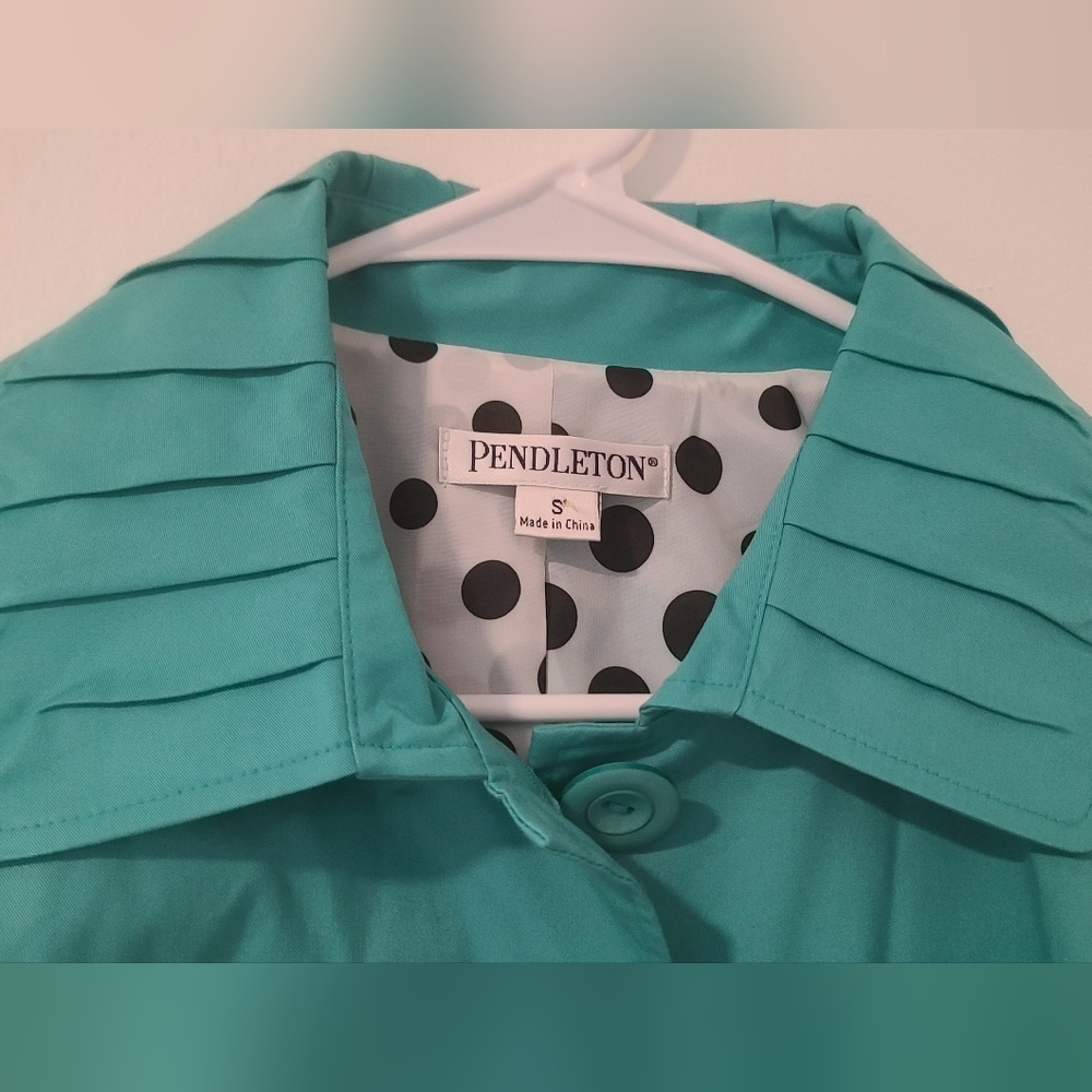 Pendleton Pleated Trench Coat Turqouose/Small - image 3